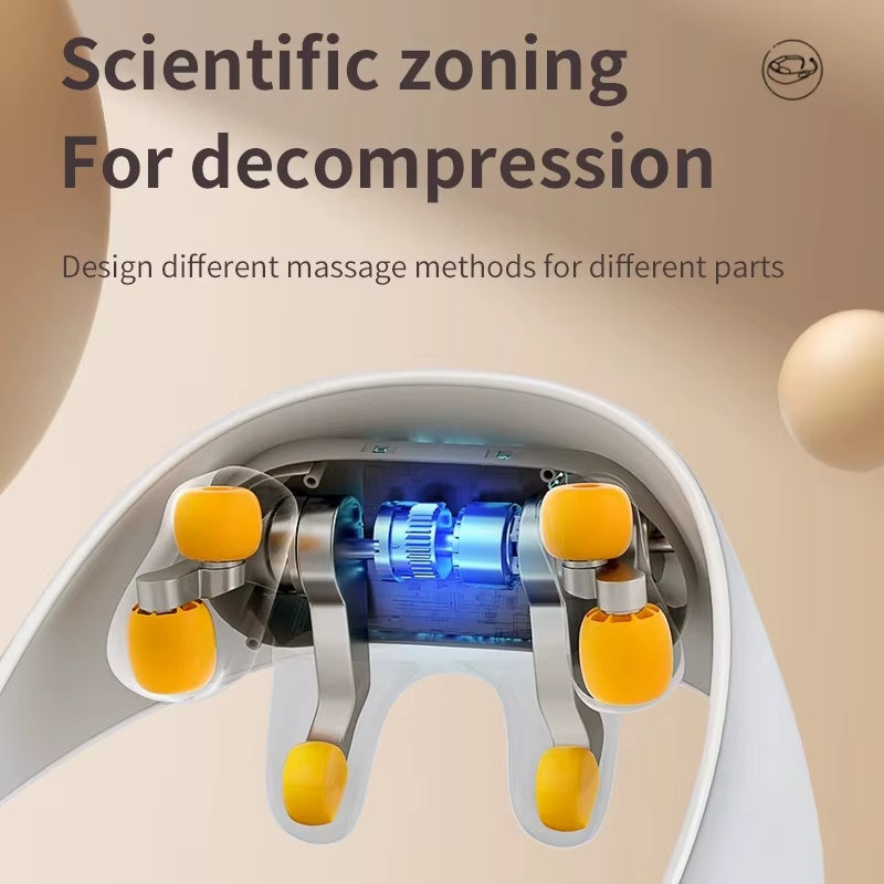 Massage device with scientific zoning for decompression on a beige background